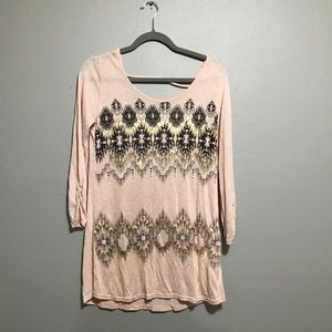 Peach colored tribal print top